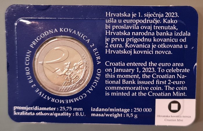 Kroatien 2 Euro 2023 "Member of the Euro Area" (4 coincards)  (Ingen mindstepris)