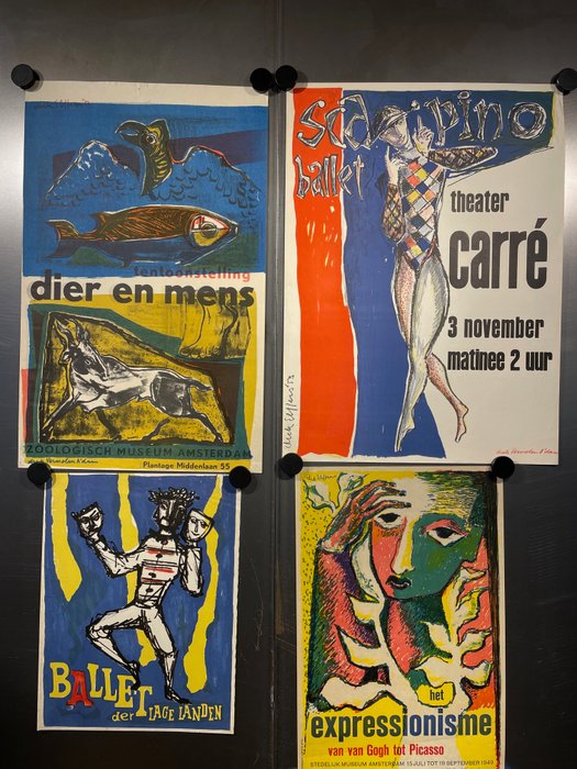 Dick Elffers - 4 original ballet exhibition posters ca 1950 - 1940‹erne