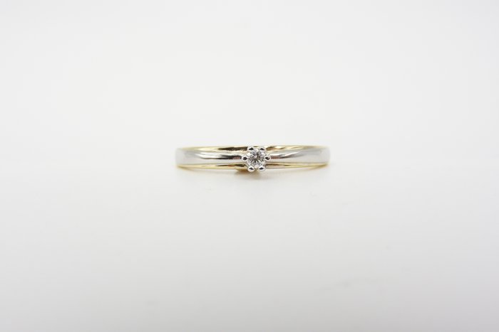 Ring - 14 karat Gulguld -  0.05ct. tw. Diamant (Natur)