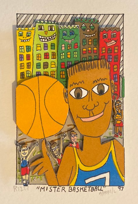 James Rizzi (1950-2011) - MR BASKETBALL, hand signed 3D