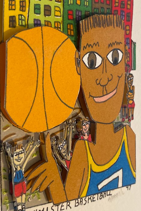 James Rizzi (1950-2011) - MR BASKETBALL, hand signed 3D