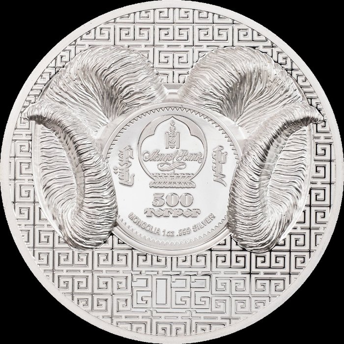 Mongoliet. 500 Togrog 2022 Magnificent Argali, 1 Oz (.999) Proof