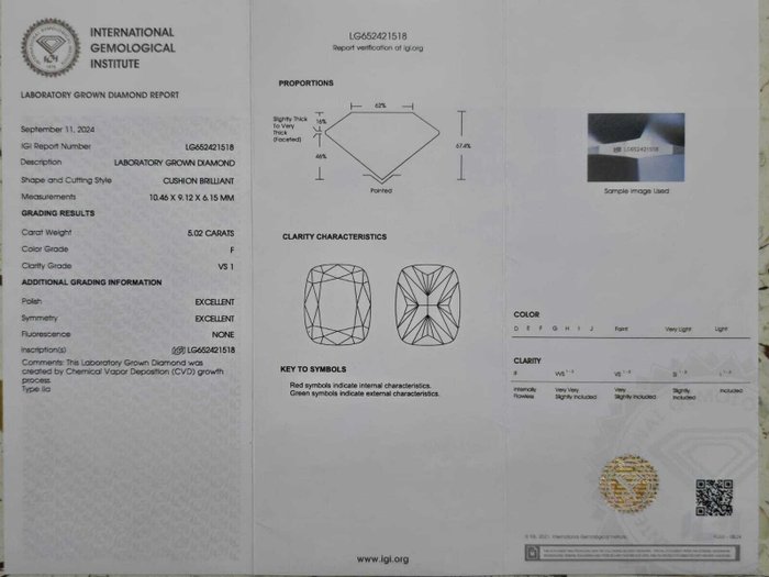 Ingen mindstepris - Ring - 14 karat Gulguld -  5.39ct. tw. Diamant (Laboratoriedyrket) - Diamant - Forlovelsesring