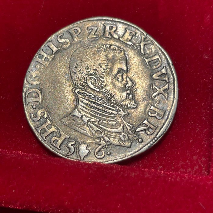 Spansk Holland Filip 2 af Spanien (1556-1598) 1/5 Écu 156- Anvers  (Ingen mindstepris)