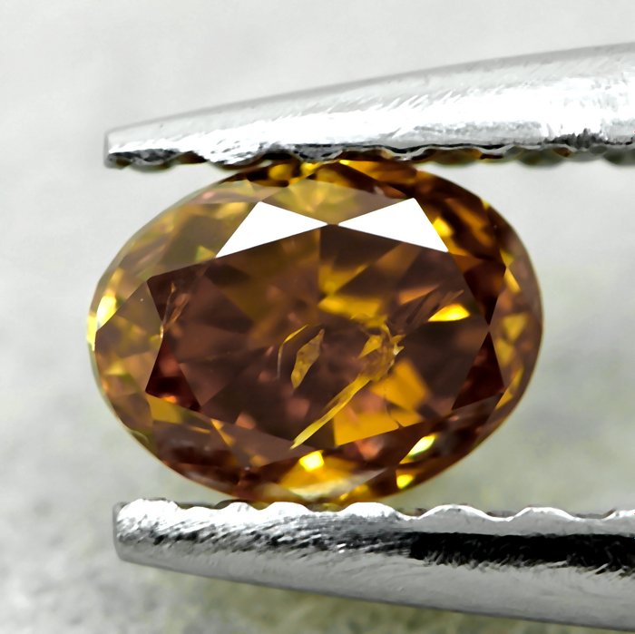 Ingen mindstepris - 1 pcs Diamant  (Naturfarvet)  - 029 ct - Fancy deep Gullig Orange - I1 - Gem Report Antwerp (GRA)