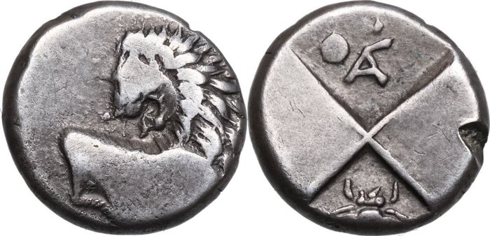 Thrakien, Chersonesos. Triobol/Hemidrachm (350-330 BCE) Löwe, Biene, Monogramm