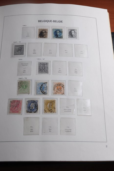 Belgien  - Parti med samling 1863/1970 og markbind MNH + stemplet i arkmappe