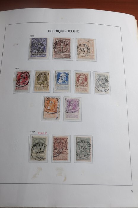 Belgien  - Parti med samling 1863/1970 og markbind MNH + stemplet i arkmappe