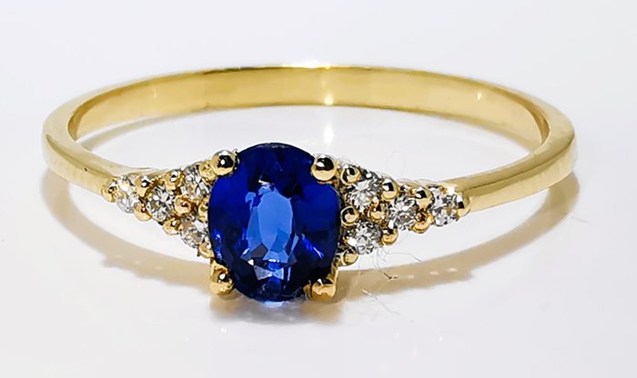 Ingen mindstepris - Ring - 14 karat Gulguld -  0.43ct. tw. Safir - Diamant