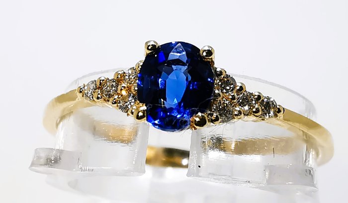 Ingen mindstepris - Ring - 14 karat Gulguld -  0.43ct. tw. Safir - Diamant