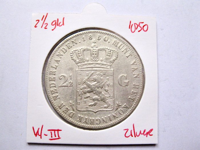 Holland. Willem III. 2-1/2 Gulden 1850  (Ingen mindstepris)