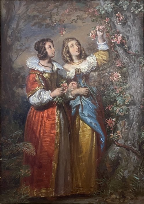 Gillot Saint-Evre (1791-1858) - Two court ladies picking roses