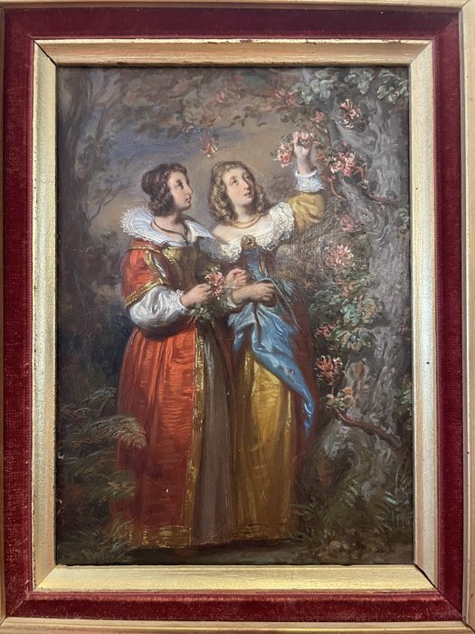 Gillot Saint-Evre (1791-1858) - Two court ladies picking roses