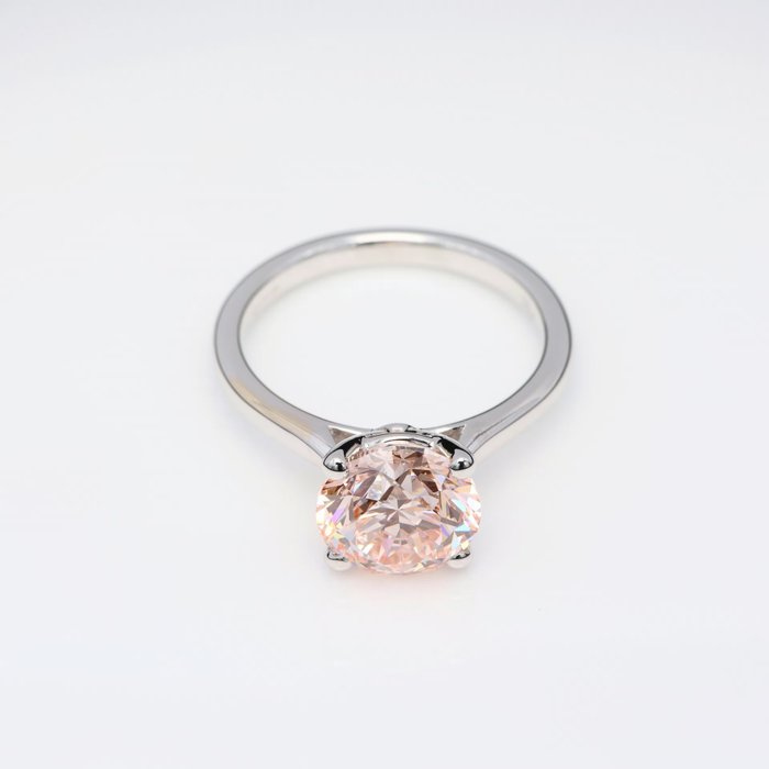 Ring - 18 kraat Hvidguld -  300ct tw Lyserød Diamant (Laboratoriedyrket diamant i fancy farver) - Fancy Intense Pink-VS1