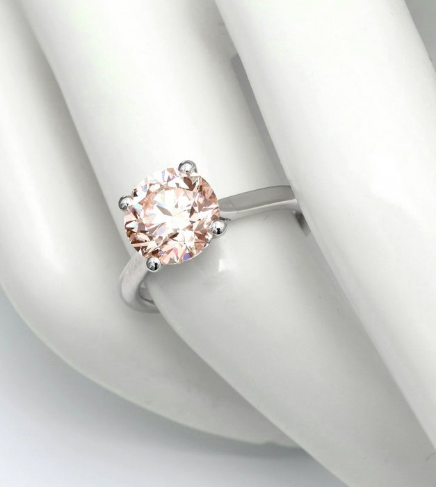 Ring - 18 kraat Hvidguld -  300ct tw Lyserød Diamant (Laboratoriedyrket diamant i fancy farver) - Fancy Intense Pink-VS1