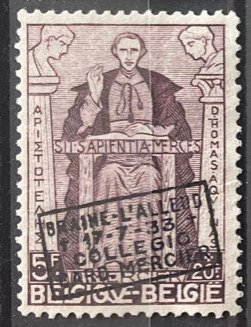 Belgien 1932/1933 - Kardinal Mercier med påtryk 'Braine L'Alleud': værdi 5F+20F Violet - OBP/COB 374H