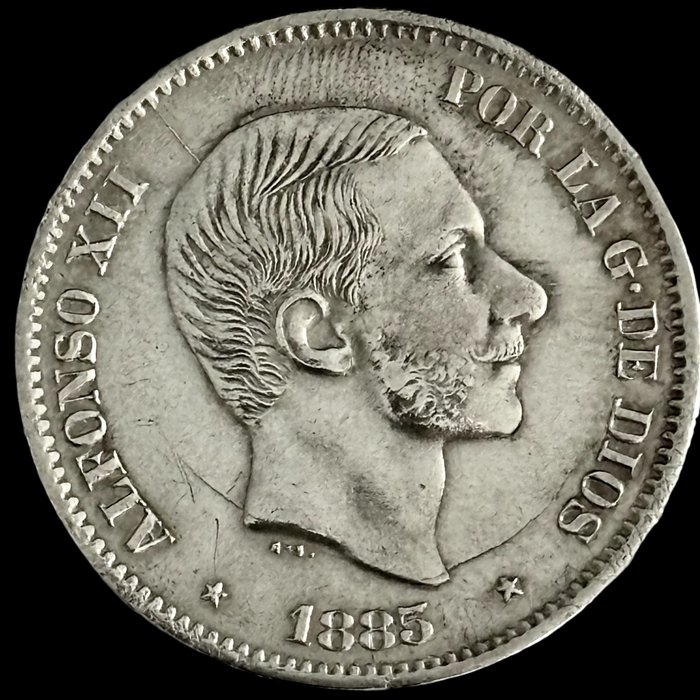 Spanien. Alfonso XII (1874-1885). 50 Centavos de Peso - 1885 - Manila - (S38-010)  (Ingen mindstepris)