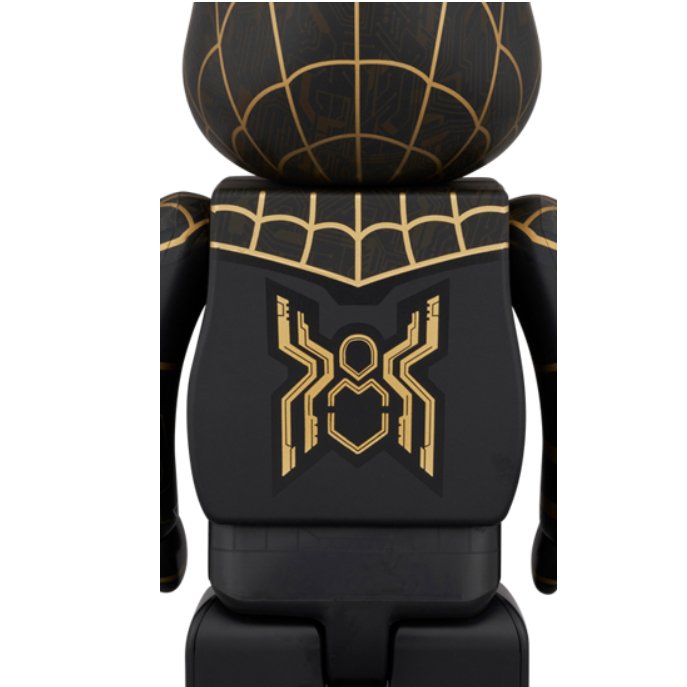 Medicom Toy Be@rbrick - 400%  100% Bearbrick - Spiderman - No Way Home (Black  Gold Suit)