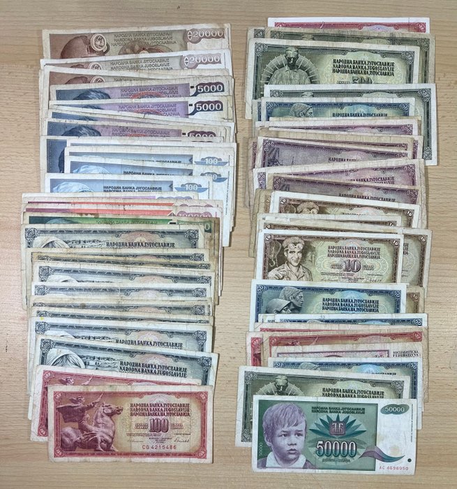 Jugoslavien - 102 Banknotes - Various Dates  (Ingen mindstepris)