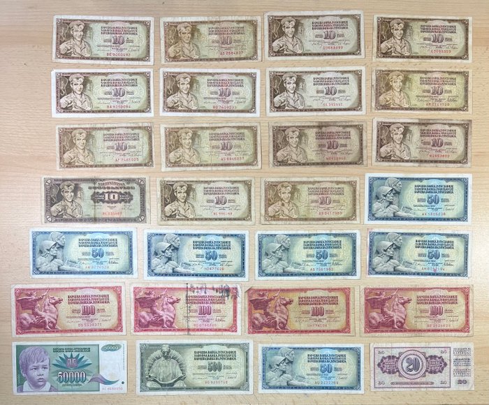 Jugoslavien - 102 Banknotes - Various Dates  (Ingen mindstepris)