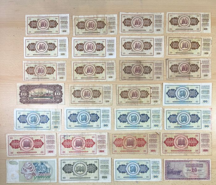 Jugoslavien - 102 Banknotes - Various Dates  (Ingen mindstepris)