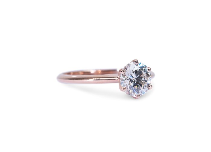 Ring - 18 kraat Rosaguld -  1.09ct. tw. Diamant (Natur)