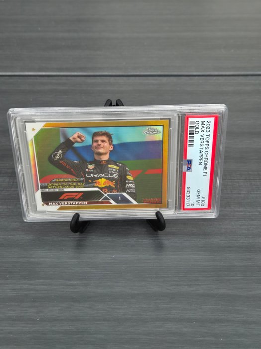 2023 Topps Chrome F1 Max Verstappen #180 Gold /50 PSA 10 Graded card