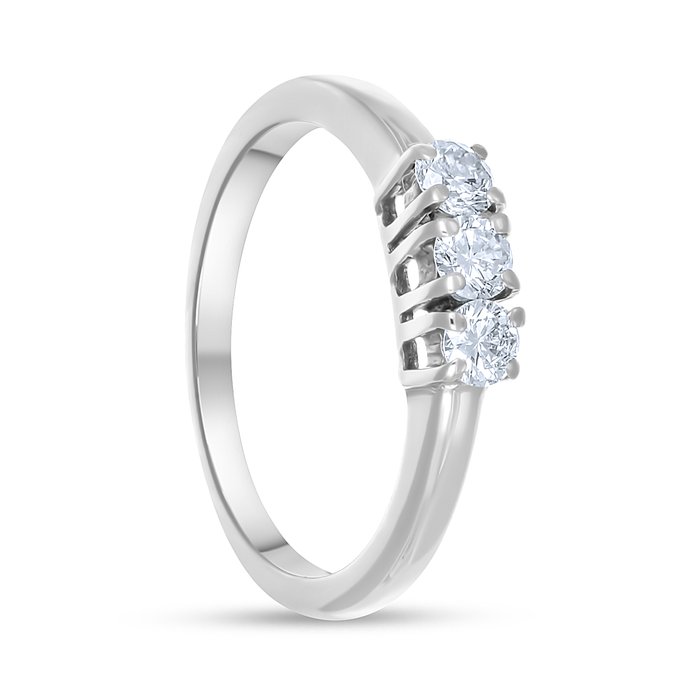 Ring - 18 kraat Hvidguld -  0.24ct. tw. Diamant (Natur)