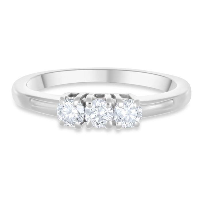 Ring - 18 kraat Hvidguld -  0.24ct. tw. Diamant (Natur)