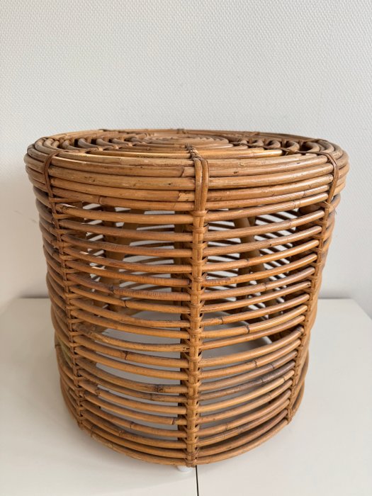 Taburet - Bambus, Rotting - Vintage taburet i rattan