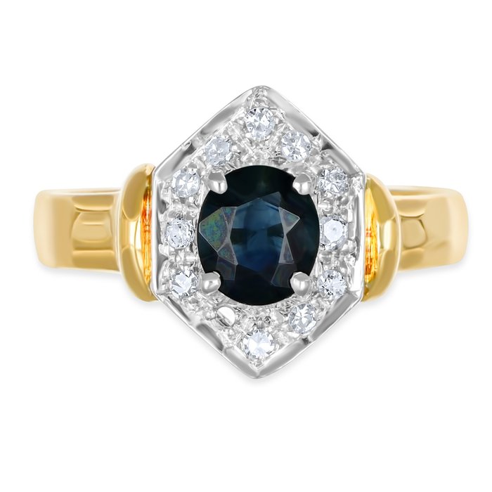 Ring - 18 kraat Gulguld, Hvidguld -  0.83ct. tw. Safir - Diamant