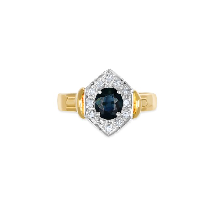 Ring - 18 kraat Gulguld, Hvidguld -  0.83ct. tw. Safir - Diamant