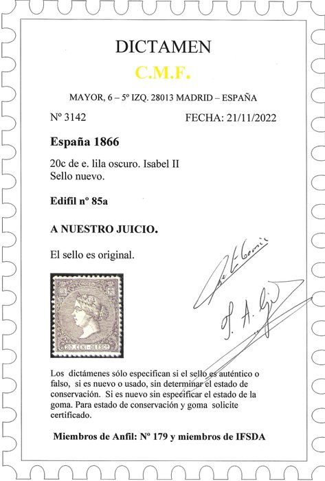 Spanien 1865 - Isabel II - Edifil 85a *