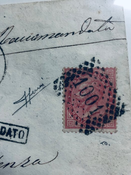 Italien  - Regno 40+30 Cent Drl Til 1863/1866 Adria C1 austriaco raccomandata firma Sorani