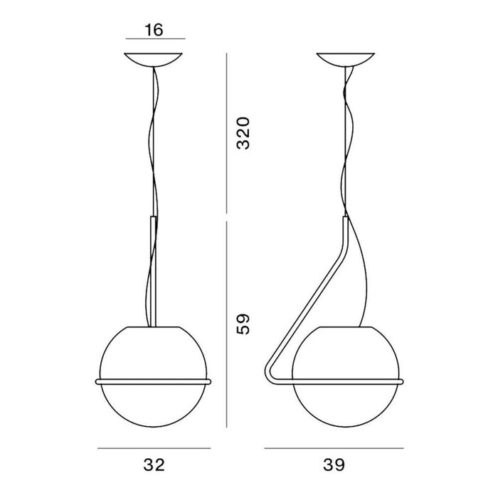 Foscarini - Lampe - RUND - GLAS OG METAL