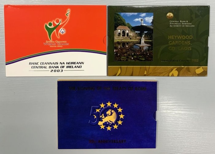 Irland. Year Set (BU) 2003/2007 "Special Olympics + Traité de Rome" (3 coffrets)  (Ingen mindstepris)