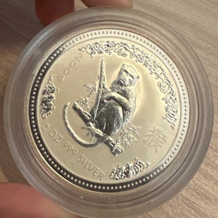 Australien. 2 Dollars 2004 Year of the Monkey, 2 Oz (.999)  (Ingen mindstepris)