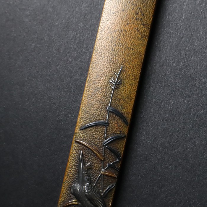 Montering til sværdskede - Kingfisher Design Kozuka lille knivskaft - Japan - Edo-perioden (1600-1868)