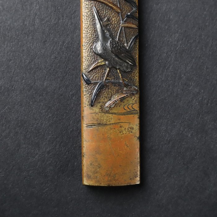 Montering til sværdskede - Kingfisher Design Kozuka lille knivskaft - Japan - Edo-perioden (1600-1868)