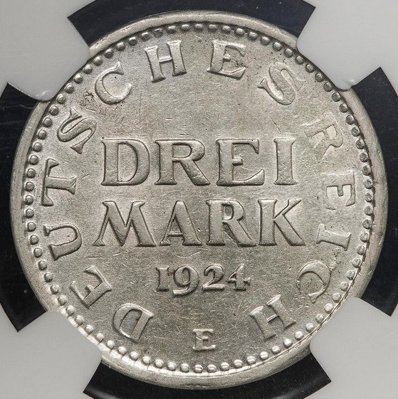 Tyskland, Weimarrepublikken 3 Mark 1924 - NGC AU Details