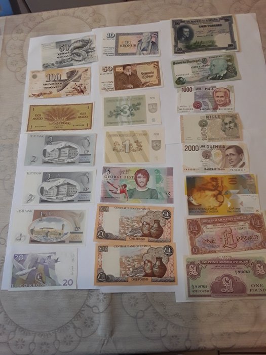 Verden. - 22 banknotes - various dates  (Ingen mindstepris)