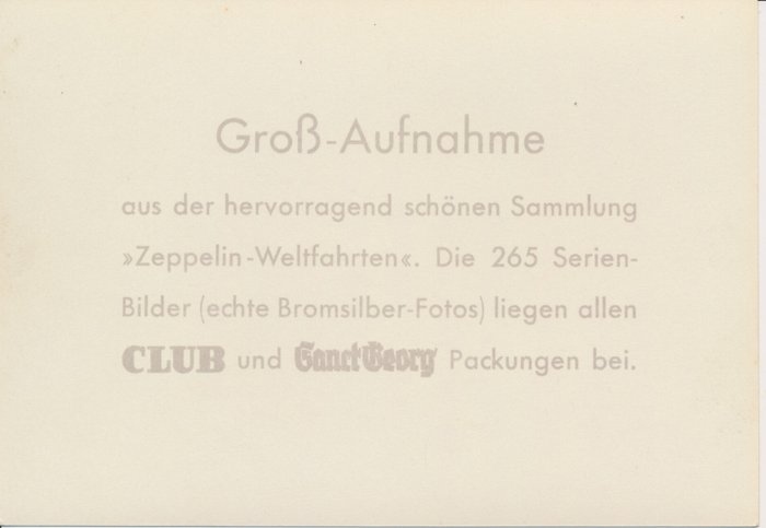 Tyske imperium - Zeppelin  - 5 billeder i ægte bromsølv i stort format fra "Zeppelin Series No. 1" med kuvert - Rückseitig mit Zudruck " Groß-Aufnahme aus der Serie Zeppelin Weltfahrten"