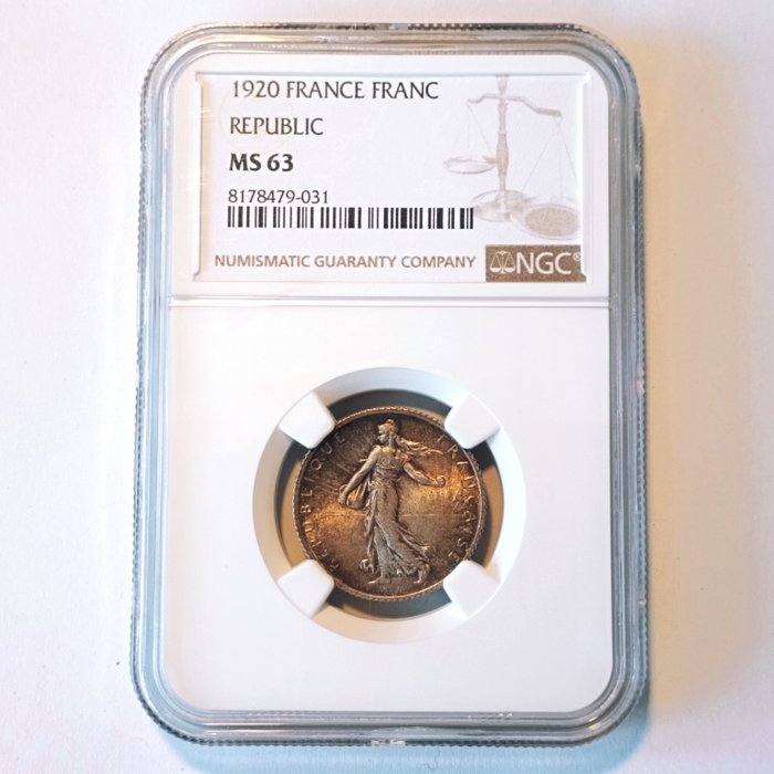 Frankrig Third Republic (1870-1940) Franc 1920 - NGC - MS63  (Ingen mindstepris)