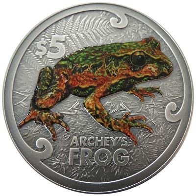 New Zealand. 5 Dollars 2022 Archey's Frog, 2 Oz (.999)