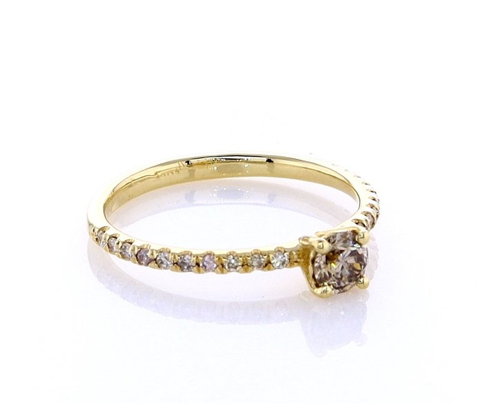 Ingen mindstepris - Ring - 14 karat Gulguld -  0.42ct. tw. Diamant (Naturfarvet) - Diamant