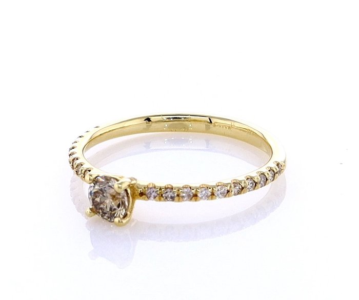 Ingen mindstepris - Ring - 14 karat Gulguld -  0.42ct. tw. Diamant (Naturfarvet) - Diamant