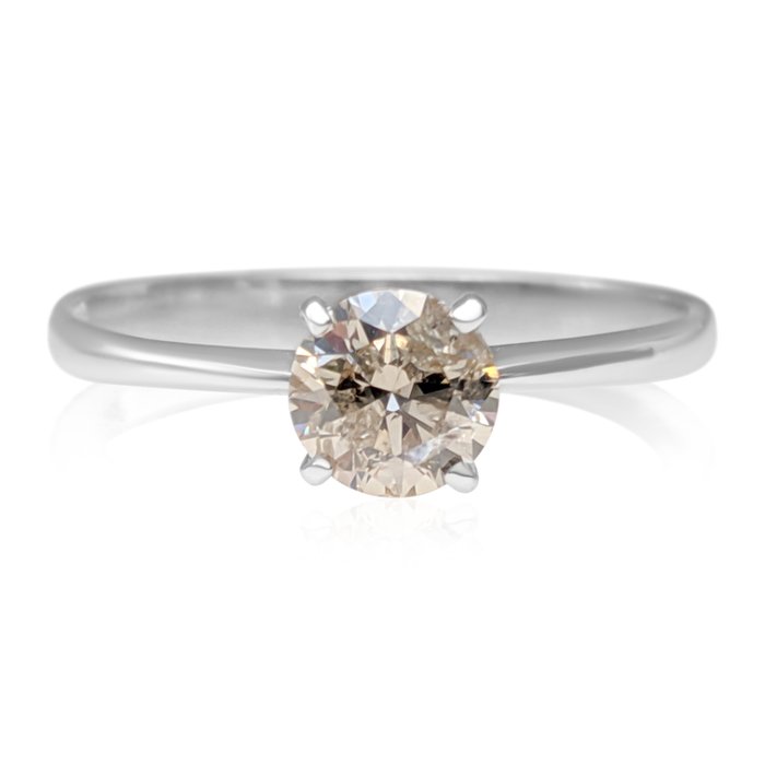 Ingen mindstepris - Ring - 14 karat Hvidguld -  0.58ct. tw. Brun Diamant (Naturfarvet) - IGI