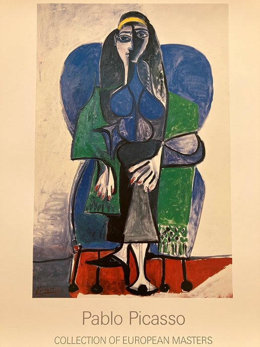 Pablo Picasso (after) - Femme assise à l'écharpe verte - 1990‹erne