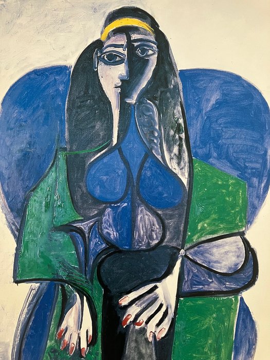 Pablo Picasso (after) - Femme assise à l'écharpe verte - 1990‹erne