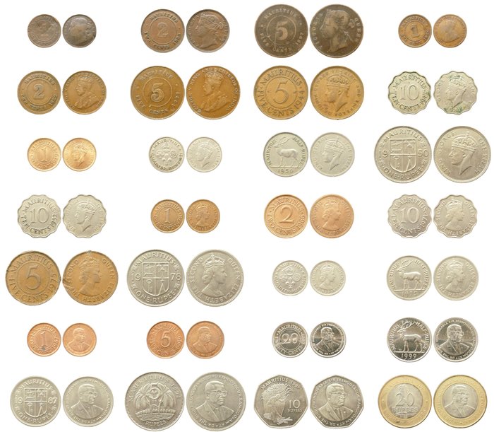 Mauritius. Various Denominations 1883/2007 (28 coins)  (Ingen mindstepris)